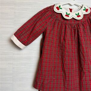 Florence Eisman Red Plaid and Cherries  collared Dress. 18mo